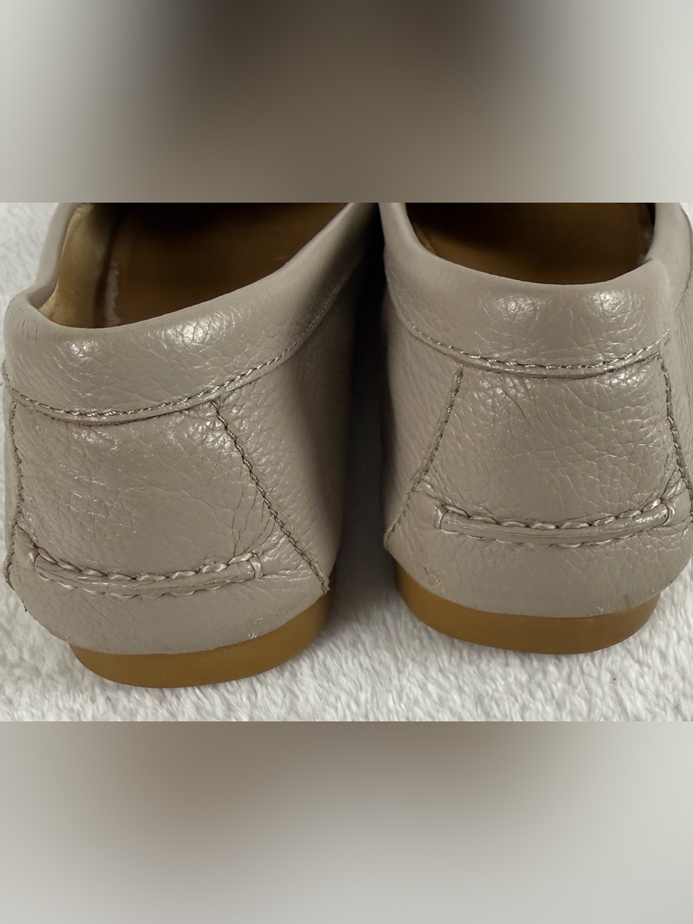Coach Taupe Pebbled Leather Moccasin Loafers - Size 9M - Picture 3 of 6